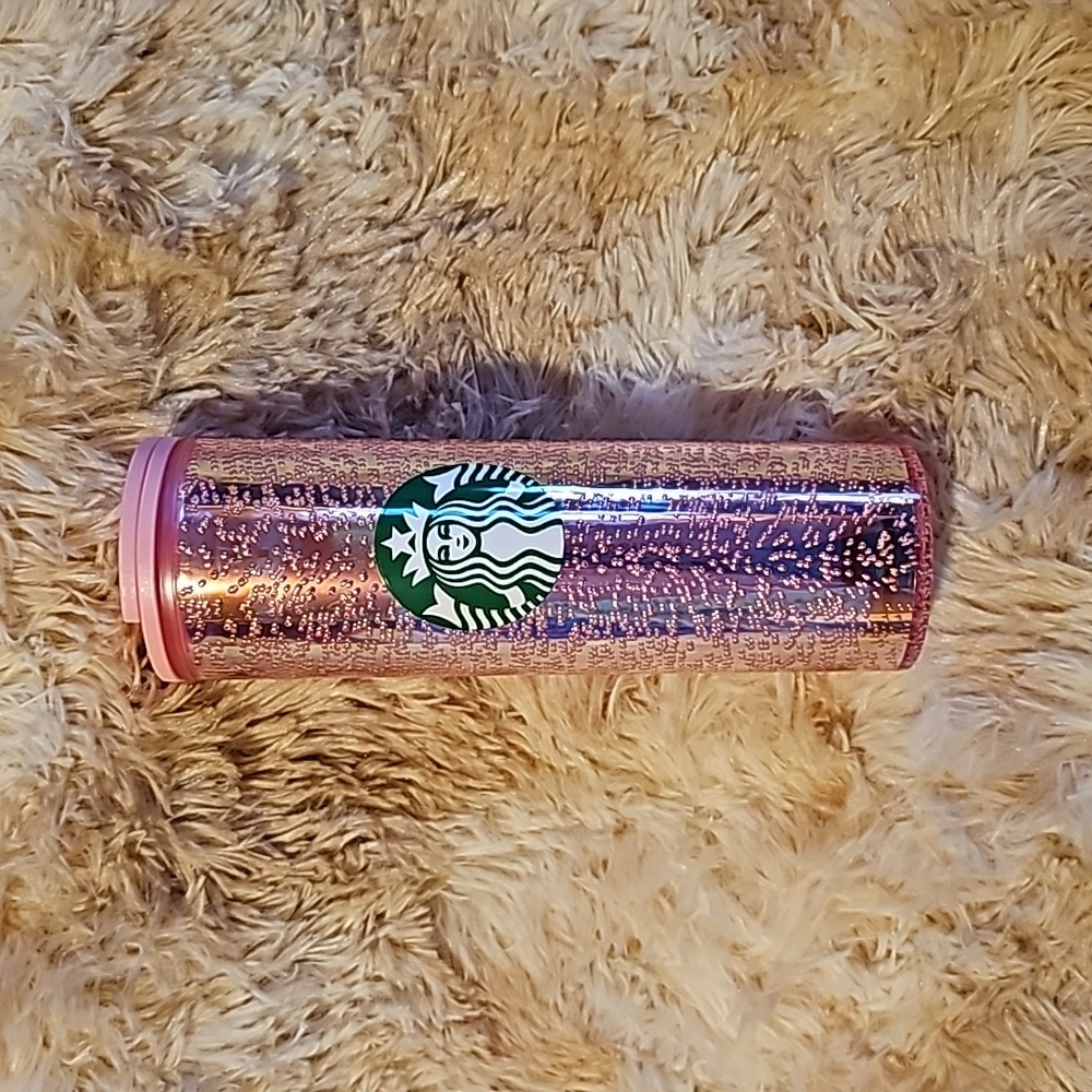 . Starbucks Pink Iridescent Champagne Bubble Slide/Twist Top Lid Tumbler